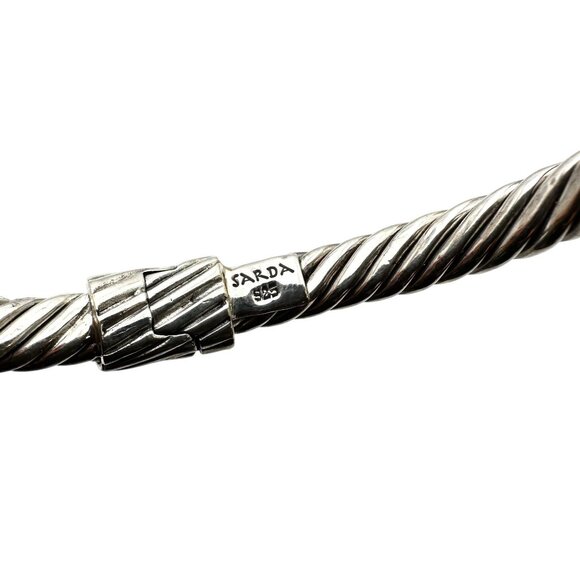 Sarda Opal Sterling Silver Hinged Cuff Bracelet 28 Grams 7 Inch Expandable - Picture 3 of 4